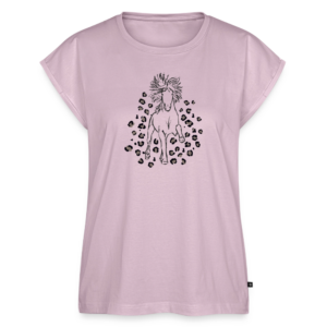 T-Shirt mit gerollten Ärmeln und Islandpferde-Motiv